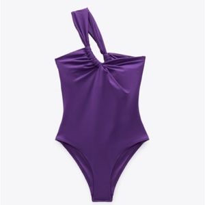 Zara Asymmetric Purple Swimsuit - NWT